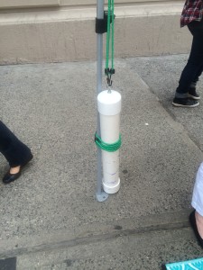 A PVC pipe was filled with sand and topped with another piece of plumbing PVC